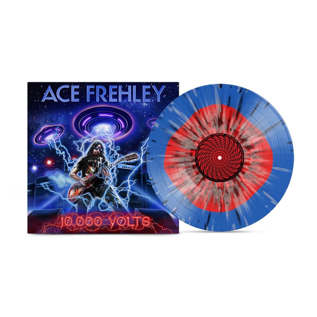 ACE FREHLEY - 10,000 VOLTS - CLEAR WITH RED, BLUE & SILVER SPLATTER COLOR - VINYL LP