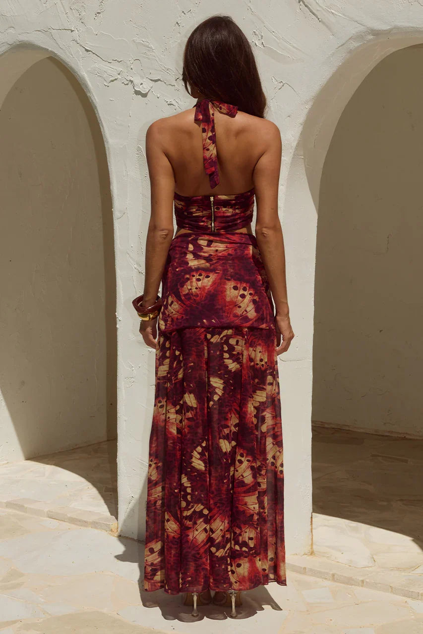 VALLETTA DEEP-V HALTER TOP - ELIANA RED