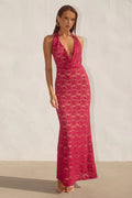 KYLO PLUNGE COWL MAXI DRESS - BERRY