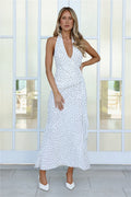 Polka Dot Love Halter Maxi Dress White