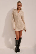 KATARA KNIT MINI DRESS - CREAM