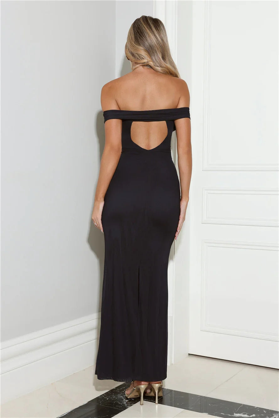 The Grand Entrance Off Shoulder Maxi Dress Navy