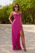 JIONNI RUFFLE MAXI DRESS - BERRY
