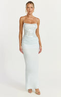 Jasmin Maxi Dress - Sequin Overlay Dress in Blue