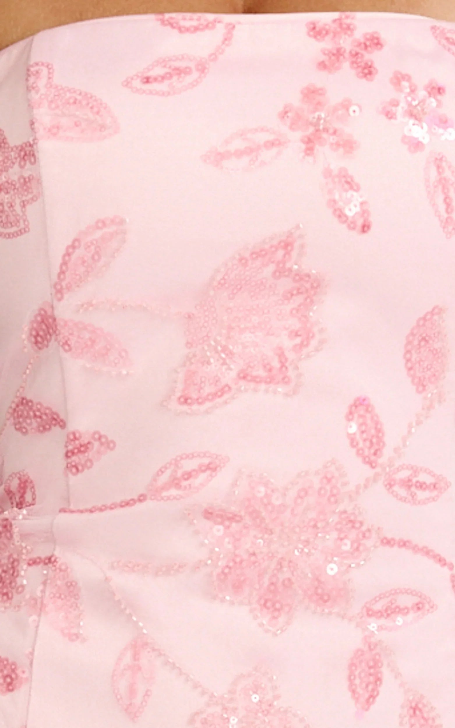 Electra Maxi Dress - Strapless Sequin Embellished  Dress in Soft Pink