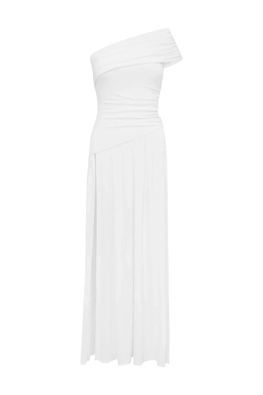 LARSEN ONE SHOULDER MAXI DRESS - WHITE