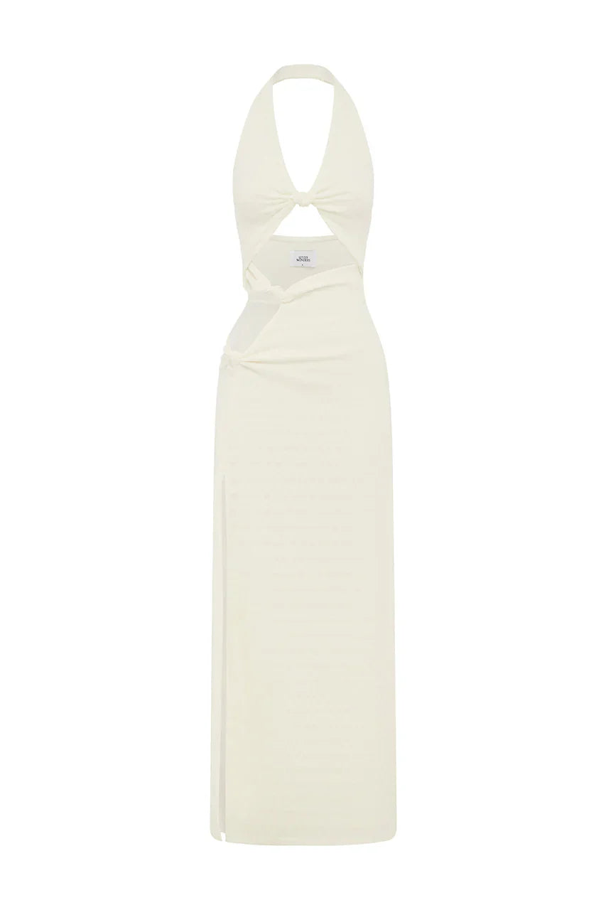 LAILA CUT OUT HALTER MAXI DRESS - WHITE