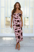 Wild Rosette Midi Dress Pink