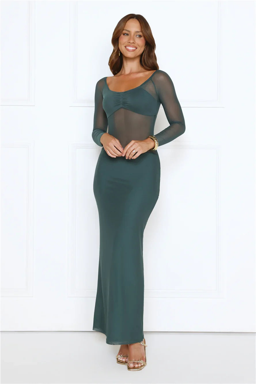 Heated Soul Off Shoulder Maxi Dress Teal