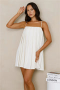 Spill The Bubbly Pleated Mini Dress Cream