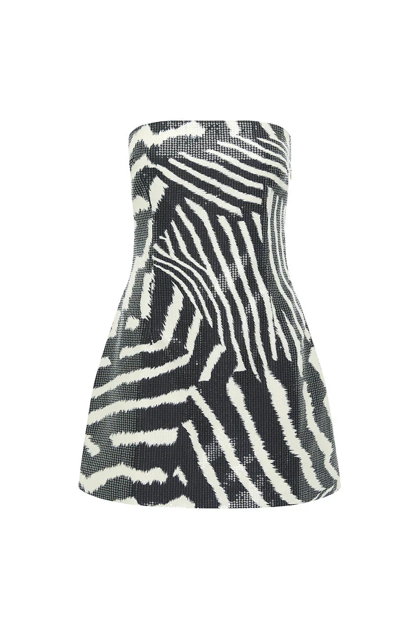 IBIZA STRAPLESS SEQUIN MINI DRESS - NOAH BLACK
