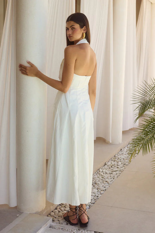 ASTRID HALTER MIDI DRESS - WHITE