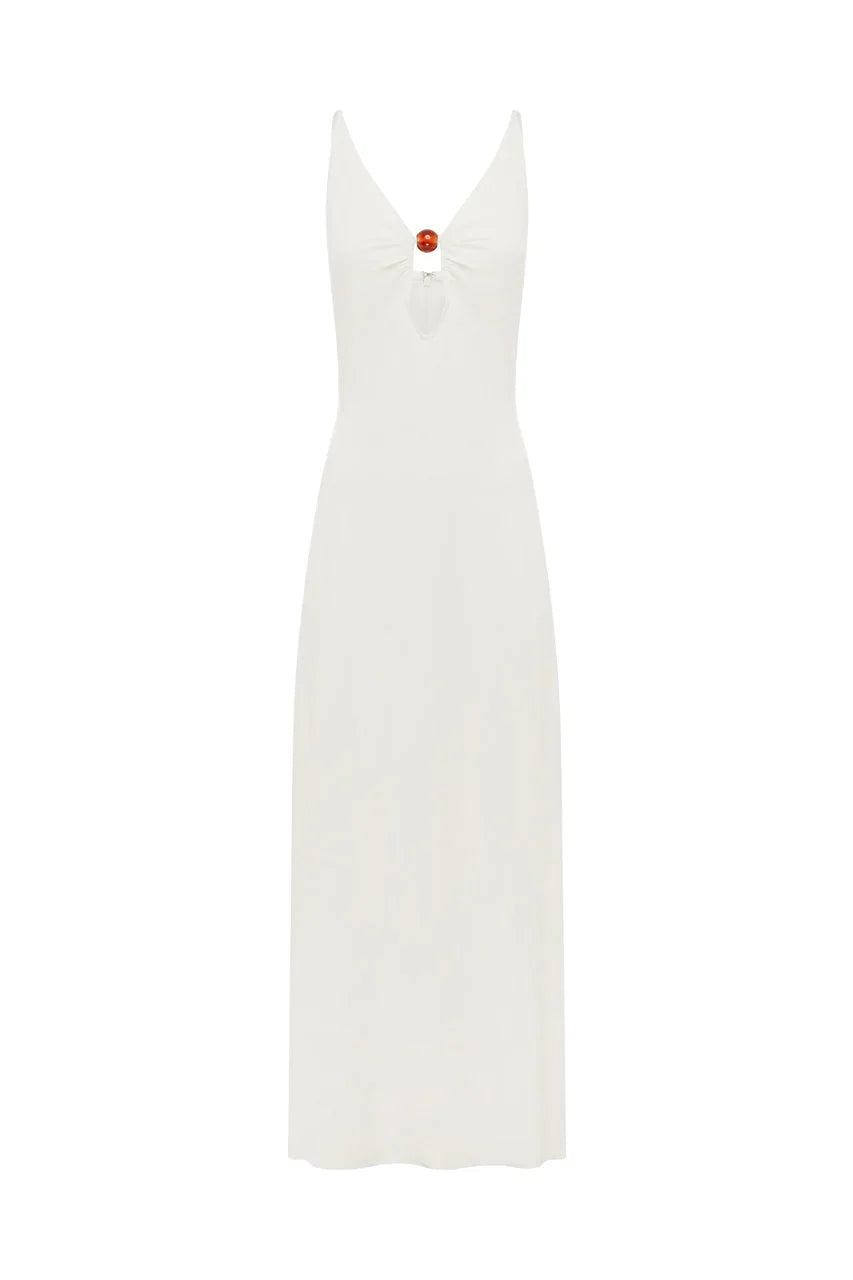 UNITY LOW PLUNGE MAXI DRESS - WHITE