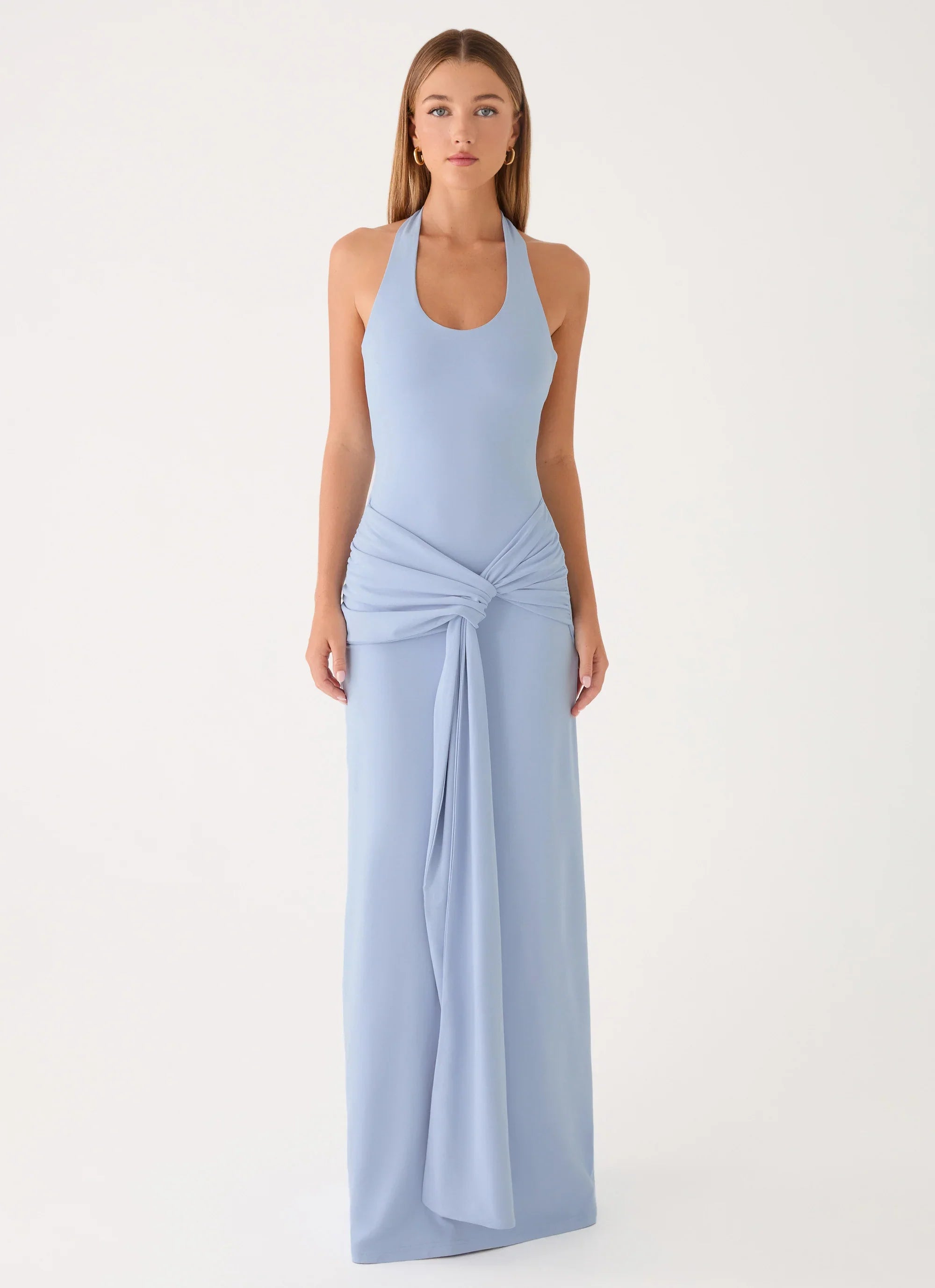Cristal Halter Maxi Dress - Blue
