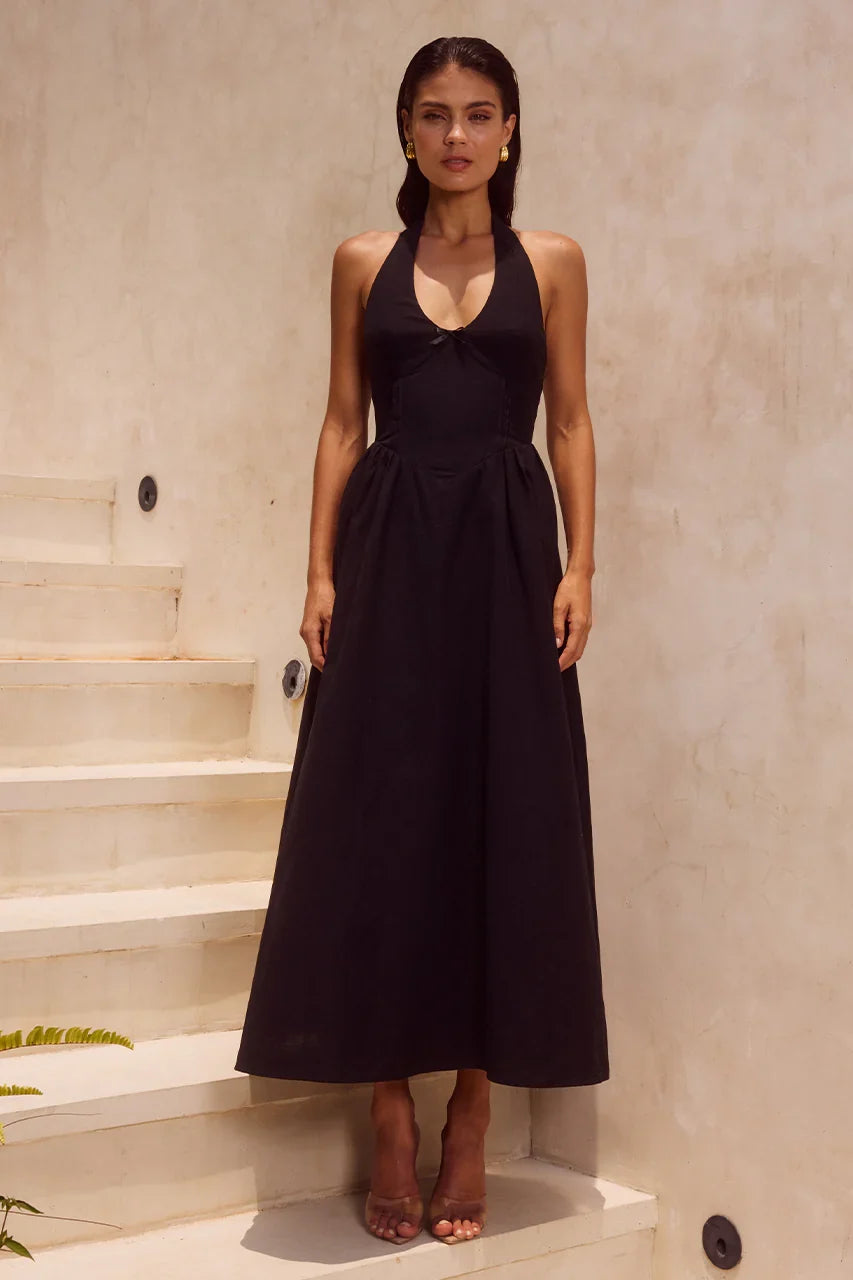 HENRIETTA MIDI DRESS - BLACK