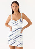 Last Light Mini Dress - Porcelain Blue Polka Dot