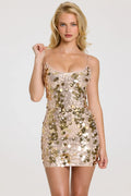 Embellished Mini Dress in Gold