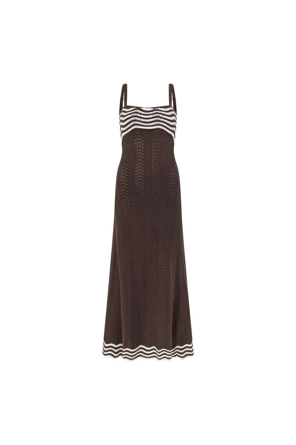 Scallop Knit Maxi Dress - Chocolate
