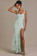 Embellished Corset Gown in Sage Green