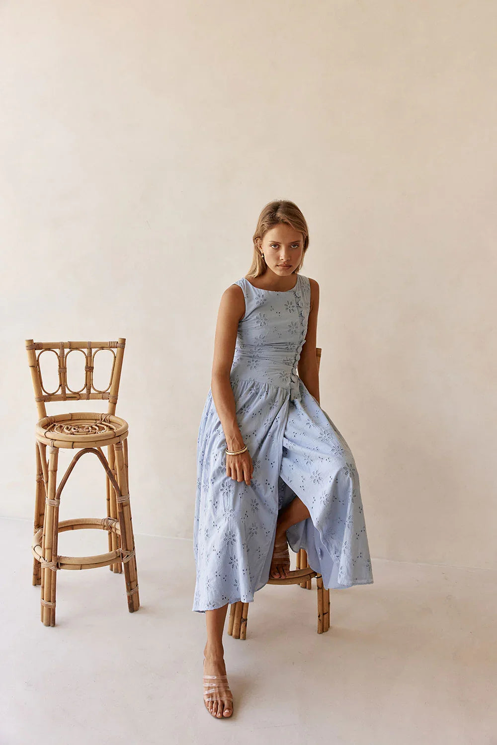 Odessa Dress - Blue Broderie