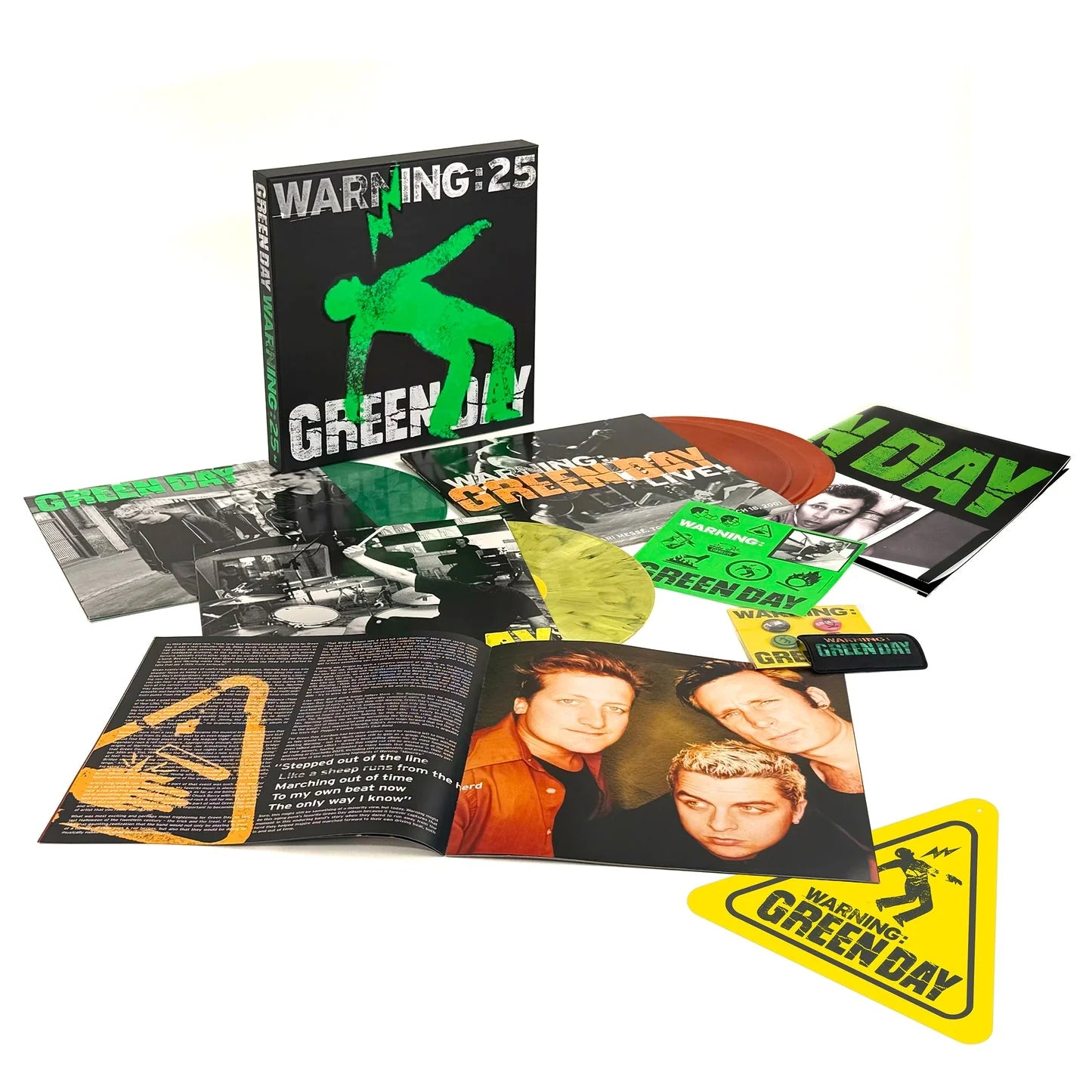 GREEN DAY - WARNING - 25TH ANNIVERSARY DELUXE EDITION - GREEN, YELLOW & ORANGE COLOR - 3-LP - VINYL LP