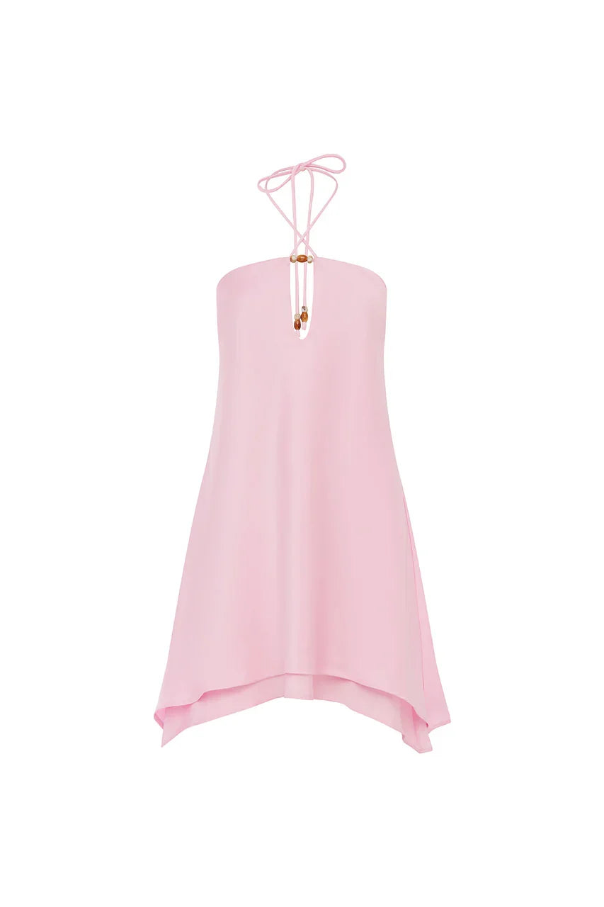 FREYA FLOWY HALTER MINI DRESS - PETAL