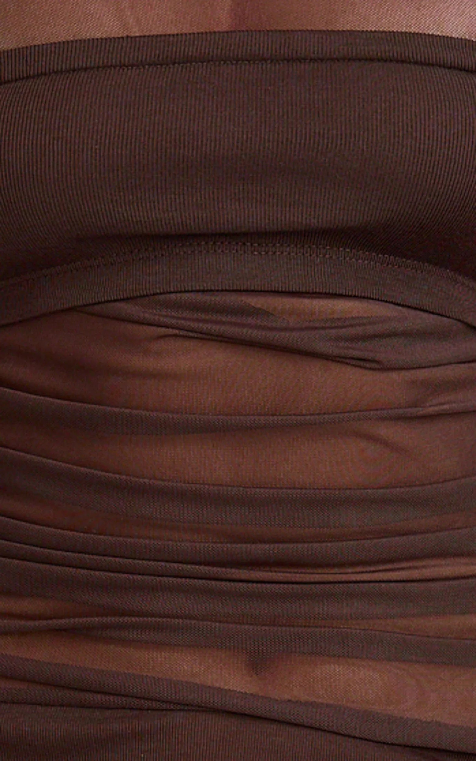 Astrid Midi Dress - One Shoulder Contrast Satin Dress in Chocolate
