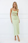 Radiate Positivity Halter Lace Maxi Dress Sage