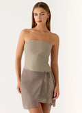 Via Veneto Mini Dress - Sand Brown