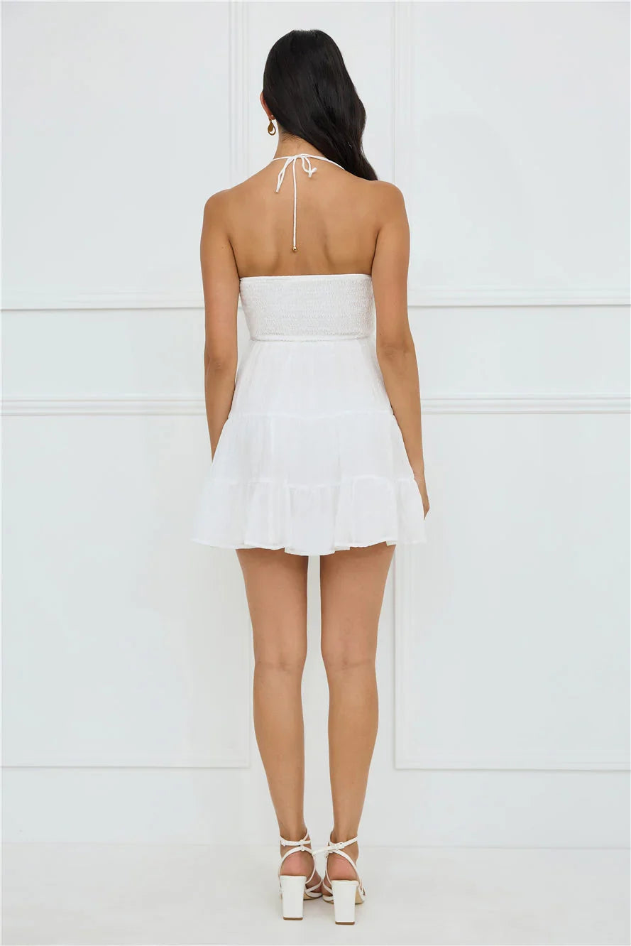 Styled For Sunsets Halter Mini Dress White