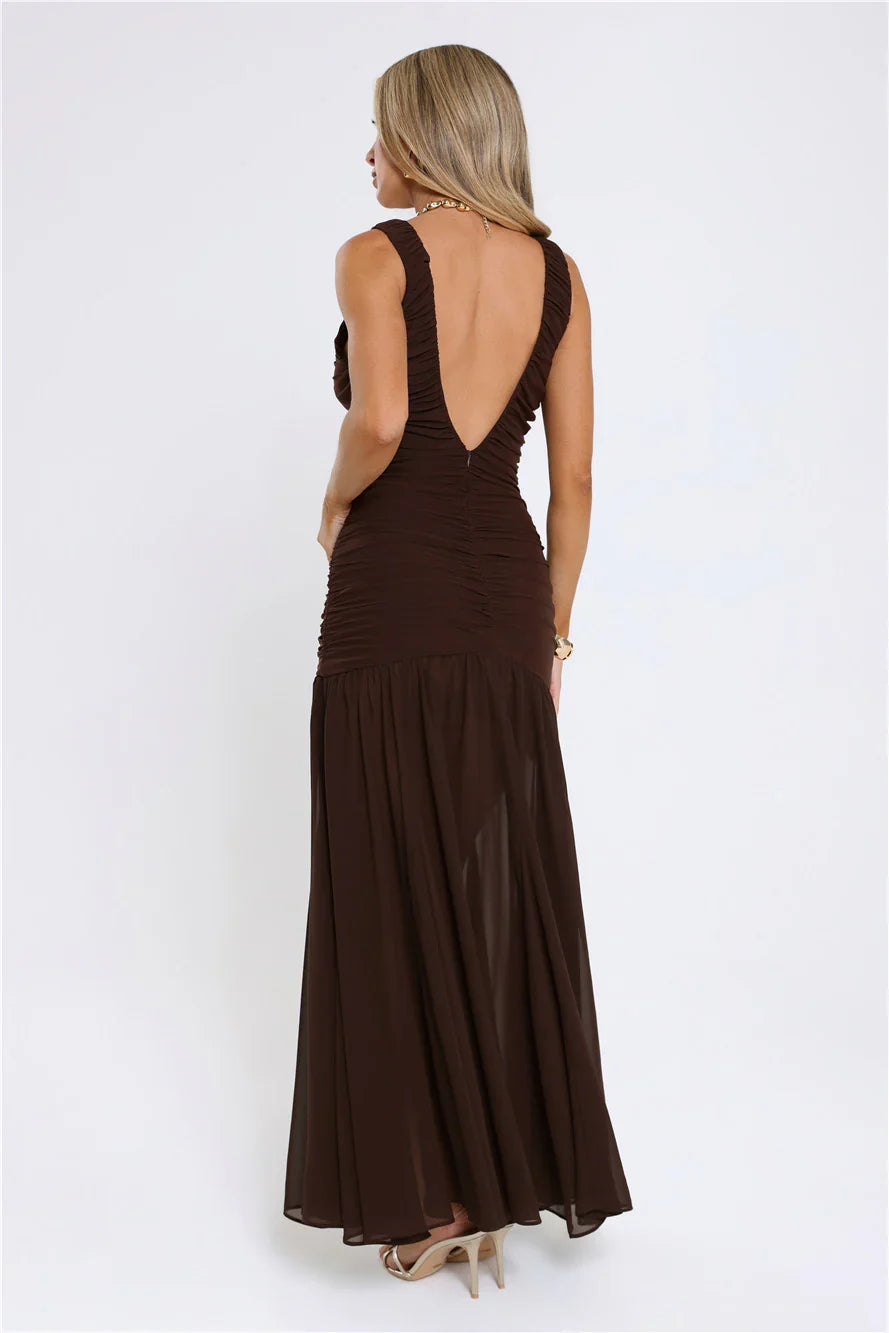 Flirt And Fling Maxi Dress Brown