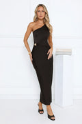 Evening Enchantress One Shoulder Maxi Dress Black