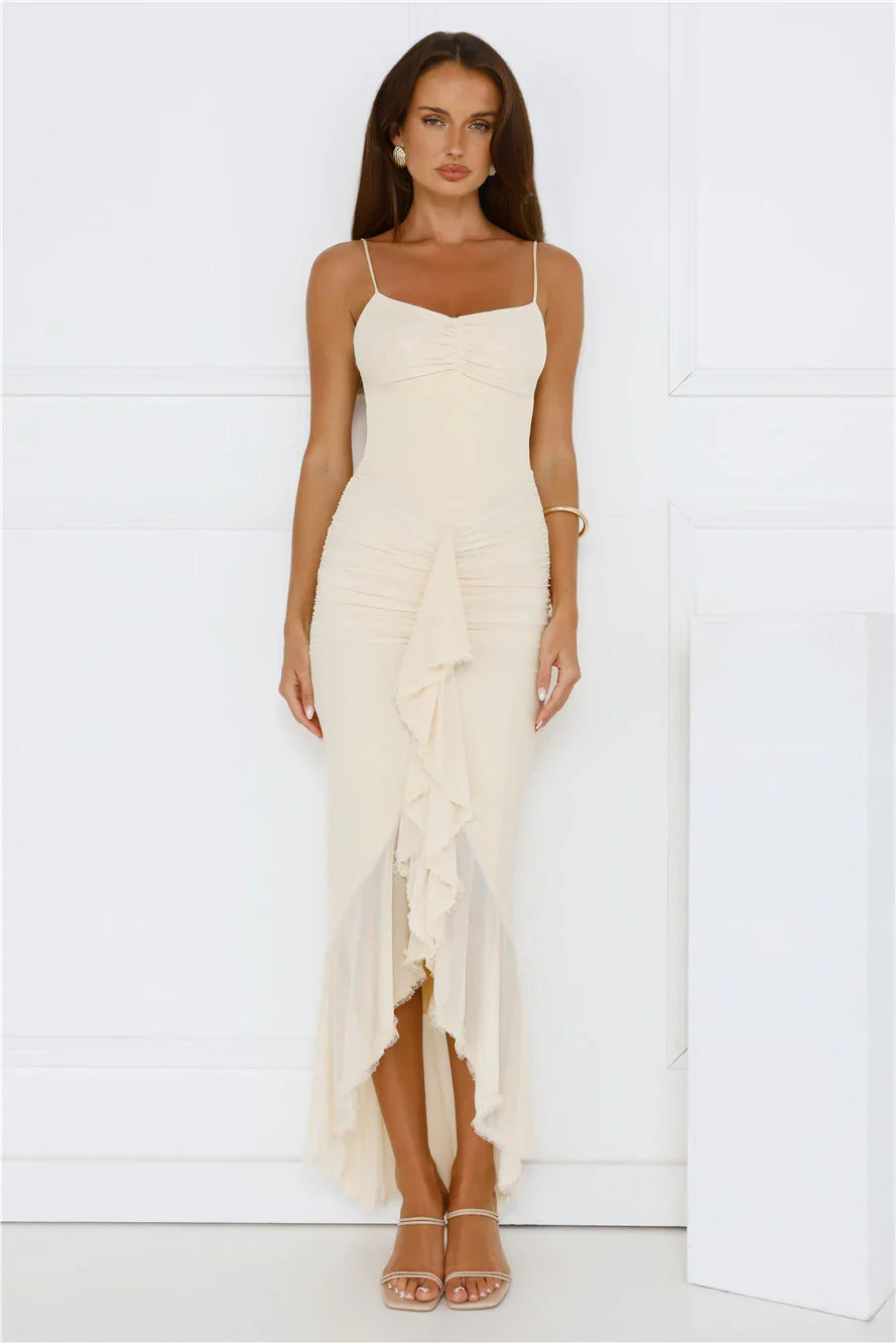 Shimmer In The Dark Mesh Maxi Dress Yellow