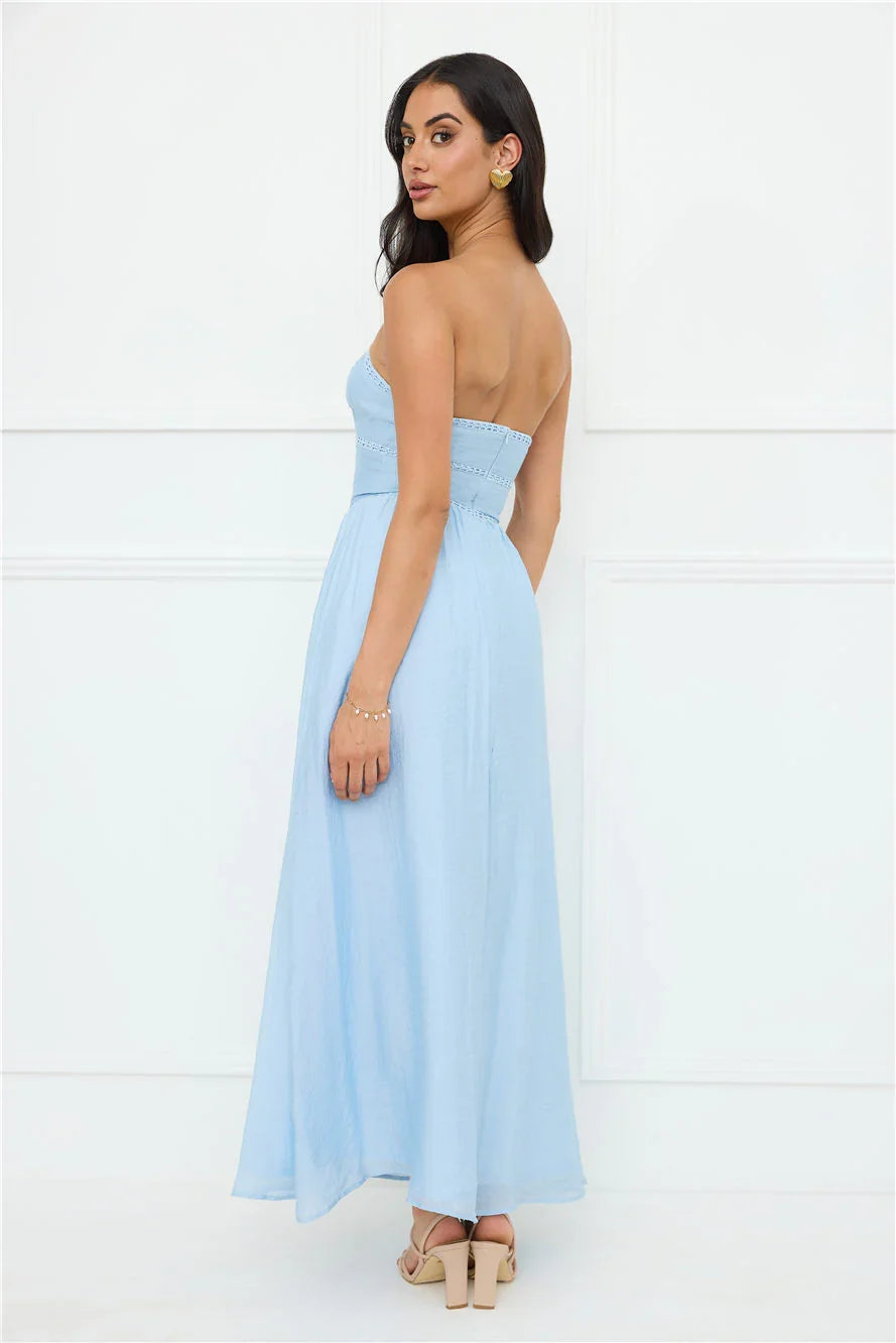 Luxurious Glow Strapless Maxi Dress Blue