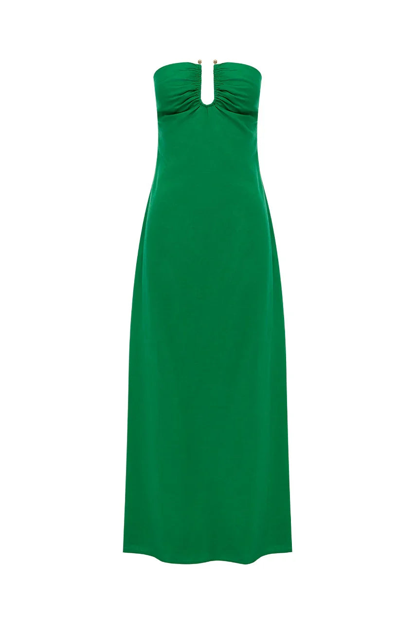 MARTHA STRAPLESS MAXI DRESS - GREEN