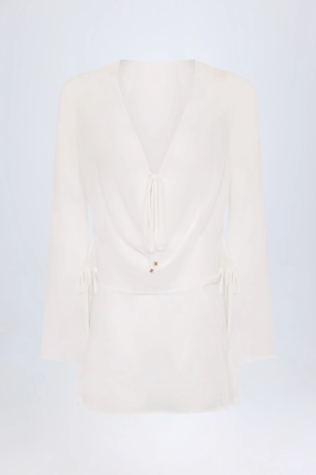 Cowl-Neck Mini Dress in White