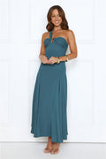 Glossed Edge One Shoulder Maxi Dress Teal