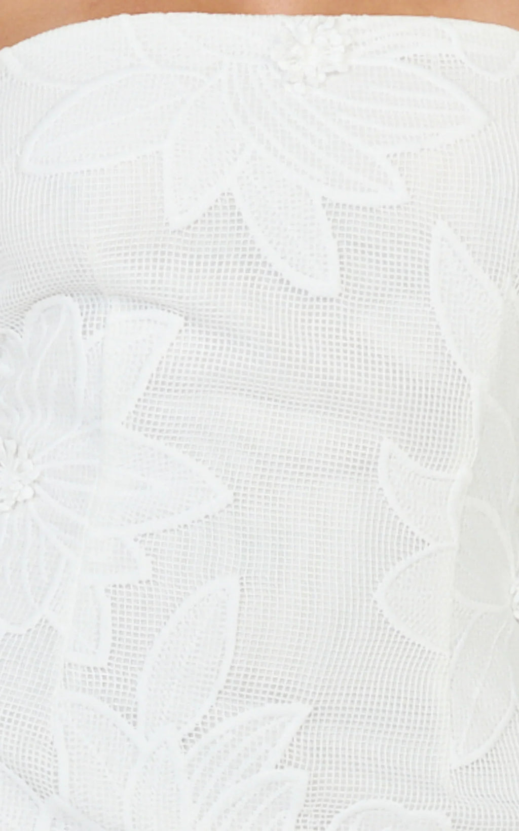 Sienna Midi Dress - Strapless Floral Embroidered Bodycon Dress in White