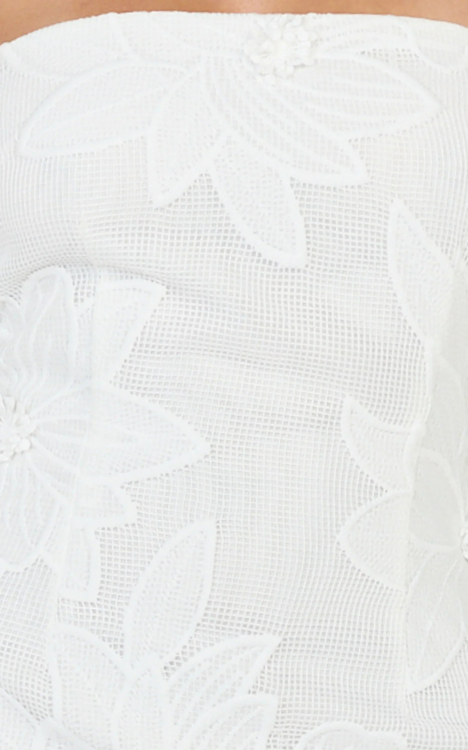 Sienna Midi Dress - Strapless Floral Embroidered Bodycon Dress in White