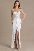 Embellished Lace Corset Gown in Snow