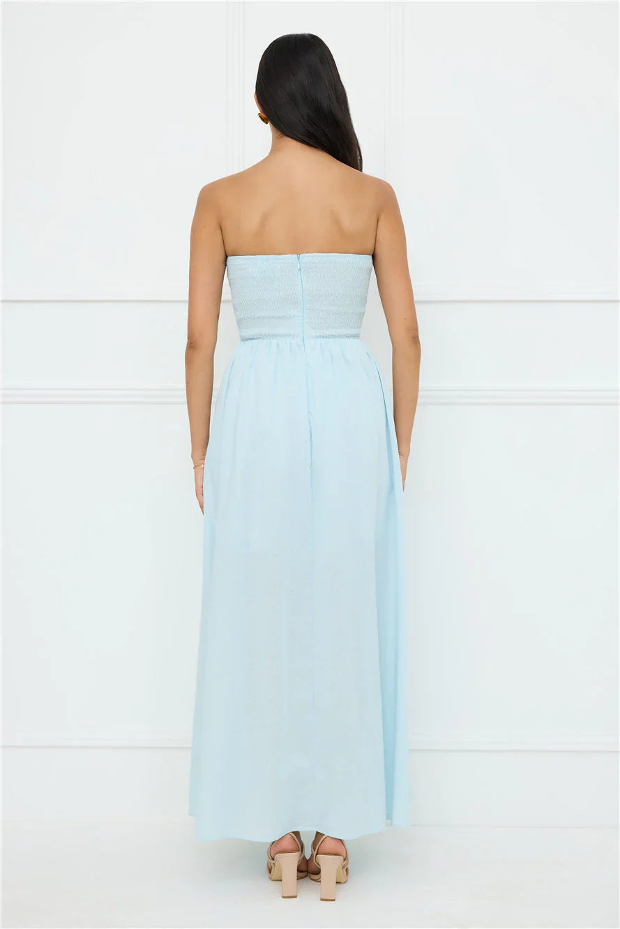 Luciana Strapless Maxi Dress Blue