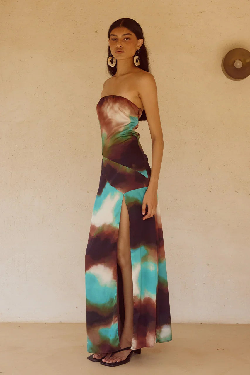 VEGA STRAPLESS MAXI DRESS - VEGA CHOCOLATE